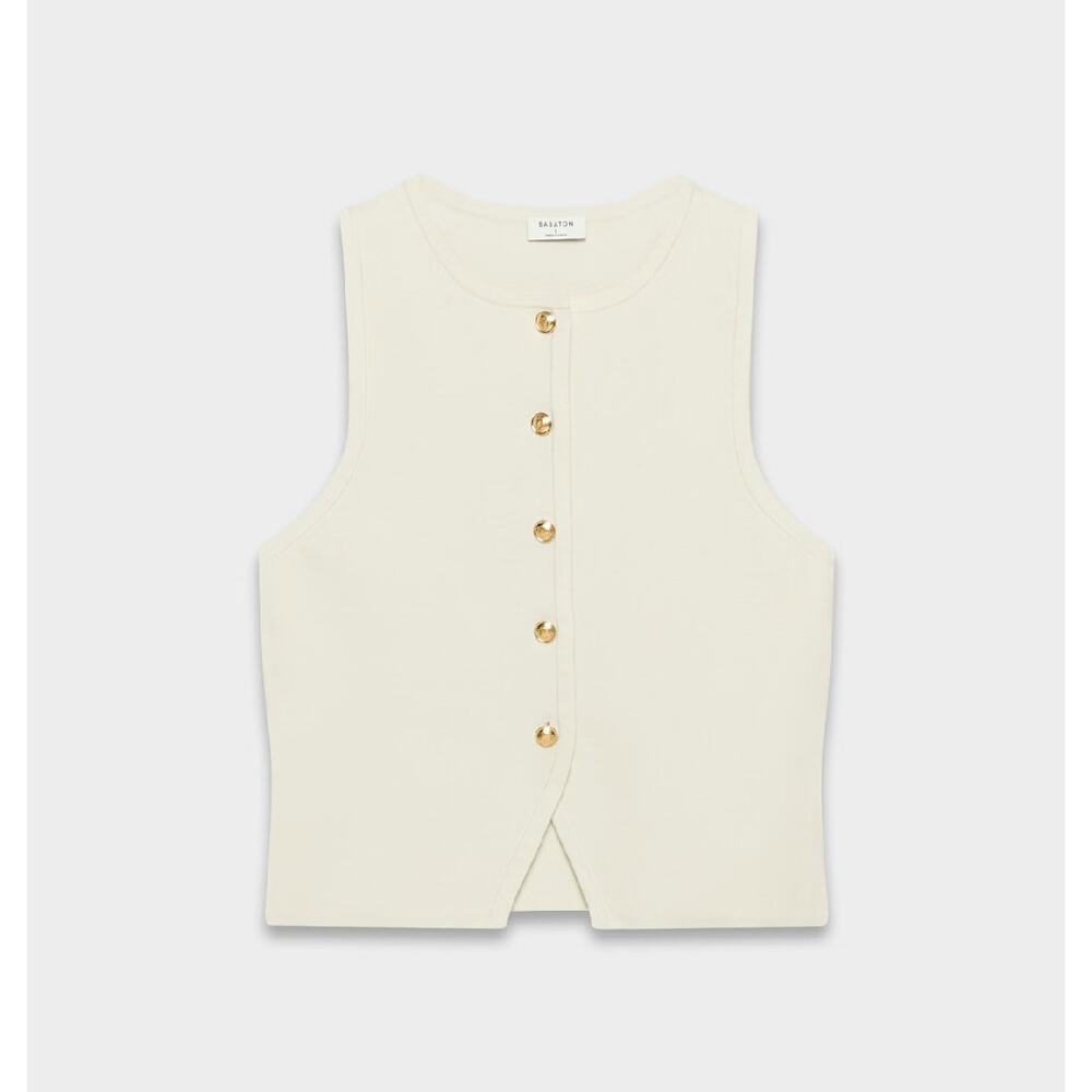 Babaton nanette sweater vest women's size large color Birch crew neck neutral